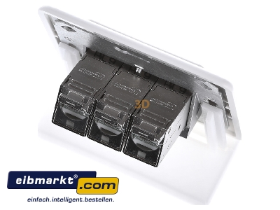 Ansicht oben hinten Metz Connect 1309131002-E-90 Anschlussdose, Cat.6A 3xRJ45,UP,rws TN E-DATmod-3UP-rws