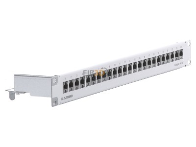 View on the left Rutenbeck PP-Cat.6A iso-24/1 U Patch panel copper 24x RJ45 8(8) 
