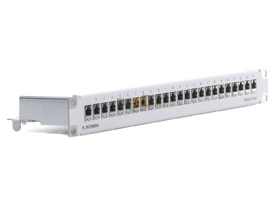 View on the left Rutenbeck PP-Cat.6A iso-24/1 Patch panel copper 24x RJ45 8(8) 

