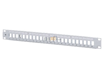 Frontansicht CommScope/AMP Netconn 0-2153437-2 Patchpanel 24 Port lgr 1HE unbest.RAL7035 