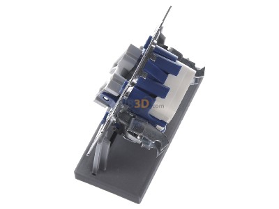View top right Busch Jaeger 2400/5 US Series switch flush mounted blue 
