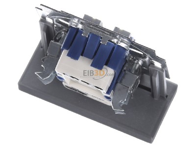Top rear view Busch Jaeger 2400/5 US Series switch flush mounted blue 
