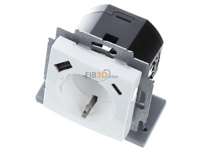 Ansicht oben vorne Busch Jaeger 20 EUCB2USBAC-914 SCHUKO Steckdose USB-A+C 