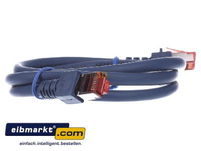Ansicht links EFB-Elektronik EC6000 1m bl S/FTP Patchkabel Cat.6 2xRJ45 mit S/FTP 