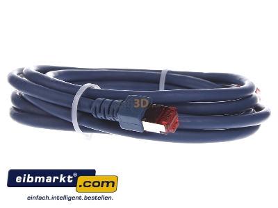 Ansicht links EFB-Elektronik EC6000 3m bl S/FTP Patchkabel Cat.6 2xRJ45 mit S/FTP 