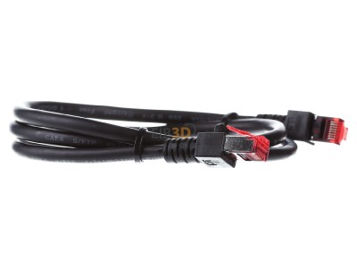 Ansicht links EFB-Elektronik EC6000 1m sw S/FTP Patchkabel Cat.6 2xRJ45 mit S/FTP 