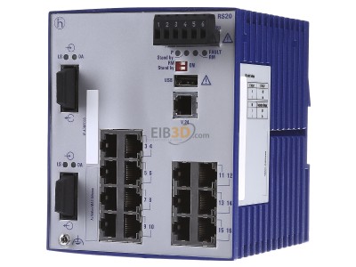 Front view Hirschmann RS20-1600M2M2SDAE Network switch 1410/100 Mbit ports 
