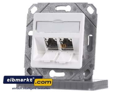 Frontansicht Metz Connect 1309121102-E-90 Anschlussdose, Cat.6A 2xRJ45,Upk,rws TN E-DATmod-2Upk-rws