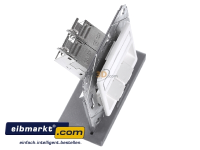 Ansicht oben links Metz Connect 1309121102-E-90 Anschlussdose, Cat.6A 2xRJ45,Upk,rws TN E-DATmod-2Upk-rws