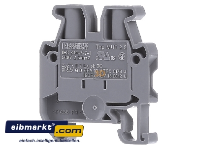 Ansicht hinten Phoenix Contact MUT 2,5 Mini-Durchgangsklemme 0,2-4qmm, AWG 24-12 