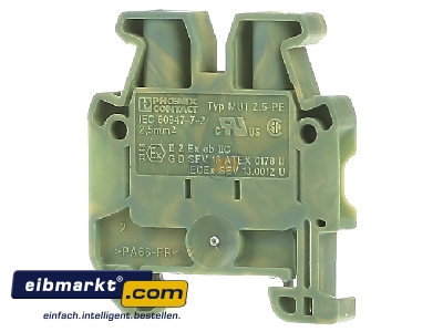Ansicht hinten Phoenix Contact MUT 2,5-PE Mini-Durchgangsklemme 0,2-4qmm, AWG 24-12 
