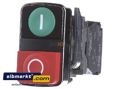 Front view Schneider Electric XB4BL73415 Complete push button red/green - 
