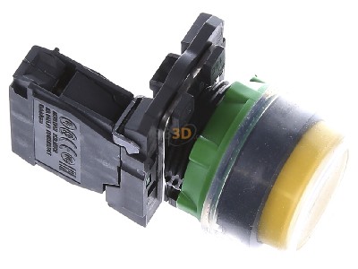 Ansicht oben links Schneider Electric XB5AP51 Drucktaster +Silikonkappe gelb, 1S, tastend 
