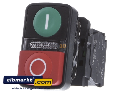 Frontansicht Schneider Electric XB5AW73731M5 Leucht-Doppeldrucktaster 1S+1 240V 