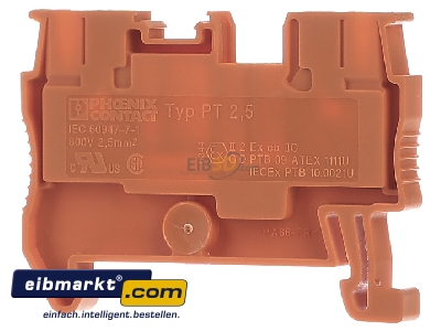 Ansicht hinten Phoenix Contact PT 2,5 OG Durchgangsklemme 0,08-4qmm,orange 