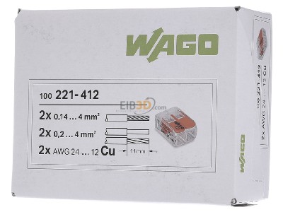 Frontansicht WAGO 221-412 Compact-Verbindungsklemme 2-Leiter bis 4mm, 