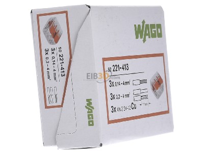View on the left WAGO 221-413 Compact connection terminal 3-wire to 4mm, 

