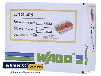 Frontansicht WAGO Kontakttechnik 221-415 Compact-Verbindungsklemme 5-Leiter bis 4qmm 