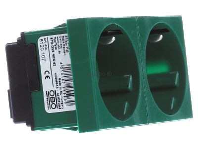 View on the left OBO STD-D3S MZGN2 Socket outlet protective contact green 
