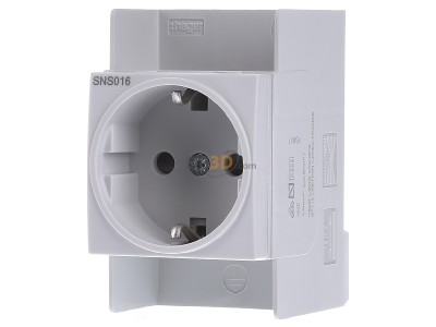 Front view Hager SNS016 Socket outlet for distribution board 
