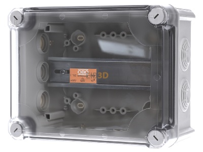 Frontansicht OBO T 160 HD TR Kabelabzweigkasten m. transp. Deckel 
