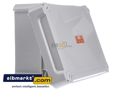 Ansicht links OBO Bettermann Vertr 2007734 Kabelabzweigkasten geschl. lichtgrau, m. Deckel T 160 OE HD LGR