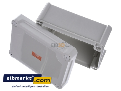 Ansicht oben vorne OBO Bettermann Vertr 2007734 Kabelabzweigkasten geschl. lichtgrau, m. Deckel T 160 OE HD LGR
