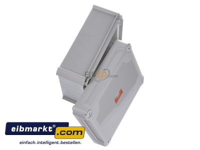 Ansicht oben links OBO Bettermann Vertr 2007734 Kabelabzweigkasten geschl. lichtgrau, m. Deckel T 160 OE HD LGR