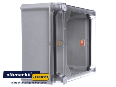 Ansicht links OBO Bettermann T 250 OE HD TR Kabelabzweigkasten geschl. m. transp. Deckel 