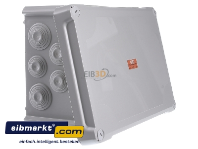 Ansicht links OBO Bettermann Vertr 2007718 Kabelabzweigkasten lichtgrau, m. Deckel T 350 HD LGR