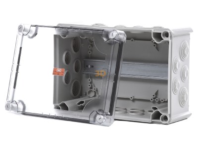 Frontansicht OBO T 350 HD TR Kabelabzweigkasten m. transp. Deckel 