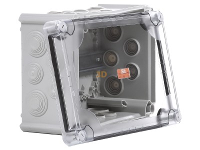 Ansicht links OBO T 350 HD TR Kabelabzweigkasten m. transp. Deckel 