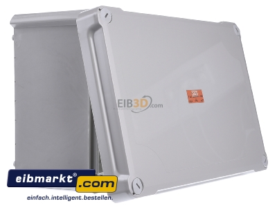 Ansicht links OBO Bettermann T 350 OE HD LGR Kabelabzweigkasten geschl. lichtgrau, m. Deckel 