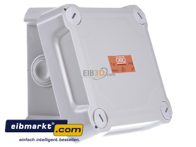 Ansicht links OBO Bettermann T 60 HD LGR Kabelabzweigkasten lichtgrau, m. Deckel 