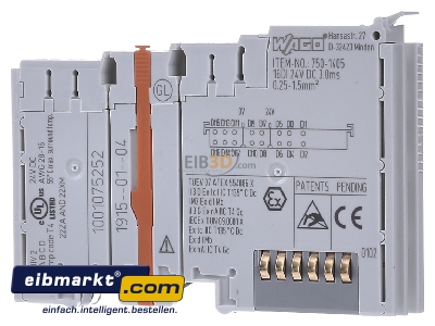 Ansicht rechts WAGO Kontakttechnik 750-1405 Digital Eingangsklemme 16-Kanal DC24V 3.0ms 