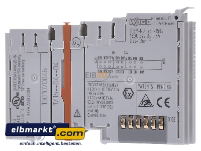 Front view WAGO Kontakttechnik 750-1504 Fieldbus digital module 0 In / 16 Out
