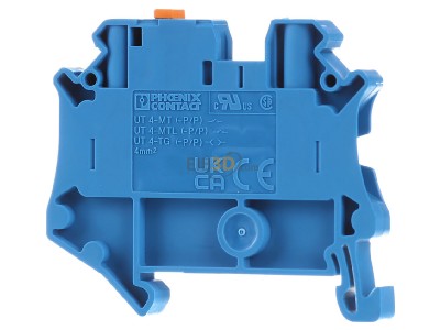 Back view Phoenix UT 4-MT-P/P BU Disconnect terminal block 20A 1-p 6,2mm 
