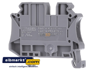Back view Phoenix Contact UT 6-TG P/P Disconnect terminal block 20A 1-p 8,2mm - 
