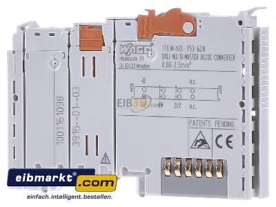 Front view WAGO Kontakttechnik 753-620 Fieldbus power supply module 0,2A - 

