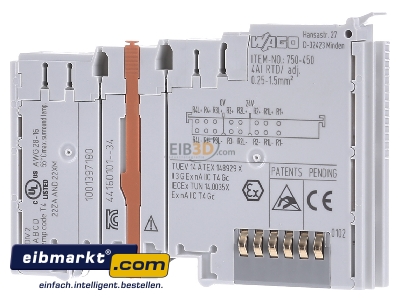 Front view WAGO Kontakttechnik 750-450 Fieldbus analogue module 4 In / 0 Out
