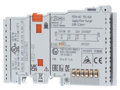 Front view WAGO 750-626 Fieldbus power supply/segment module 
