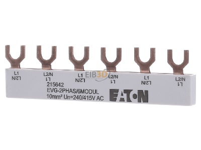 Front view Eaton EVG-2PHAS/6MODUL Phase busbar 2-p 
