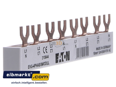 View on the left Eaton (Installation) EVG-4PHAS/8MODUL Phase busbar 4-p 10mm² 142mm
