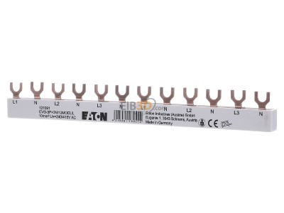 Front view Eaton EVG-3P+3N/12MODUL Phase busbar 4-p 10mm² 210mm 
