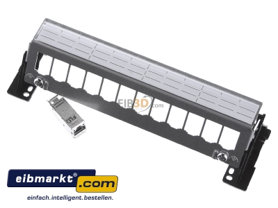 Ansicht oben vorne Hager FZ12MM Patch-Panel 12-fach mit 6xRJ45-Modulen 