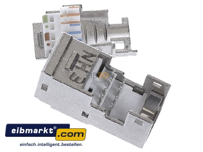 Ansicht oben rechts Hager VZ314RJ RJ45 Modul, 10GBit C6A, ClassEA 