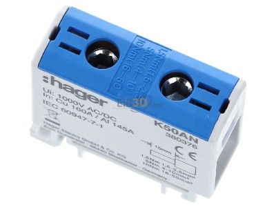 View up front Hager K50AN Feed-through terminal block 
