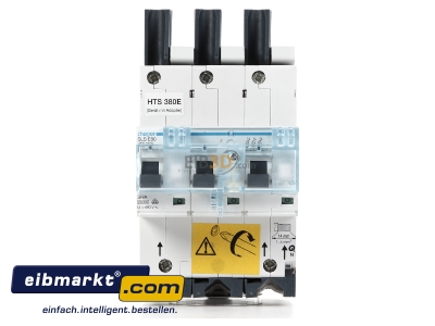 Front view Selective mains circuit breaker 3-p 80A HTS380E Hager HTS380E
