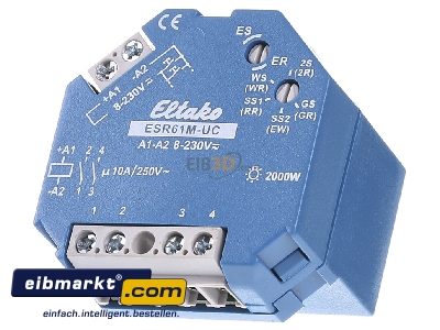 Front view Eltako ESR61M-UC Installation relay 8...230VAC/DC - 
