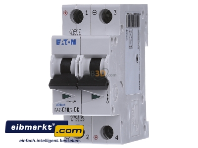 Frontansicht Eaton (Moeller) FAZ-C10/2-DC Leitungsschutzschalter C 10A DC, 2p 